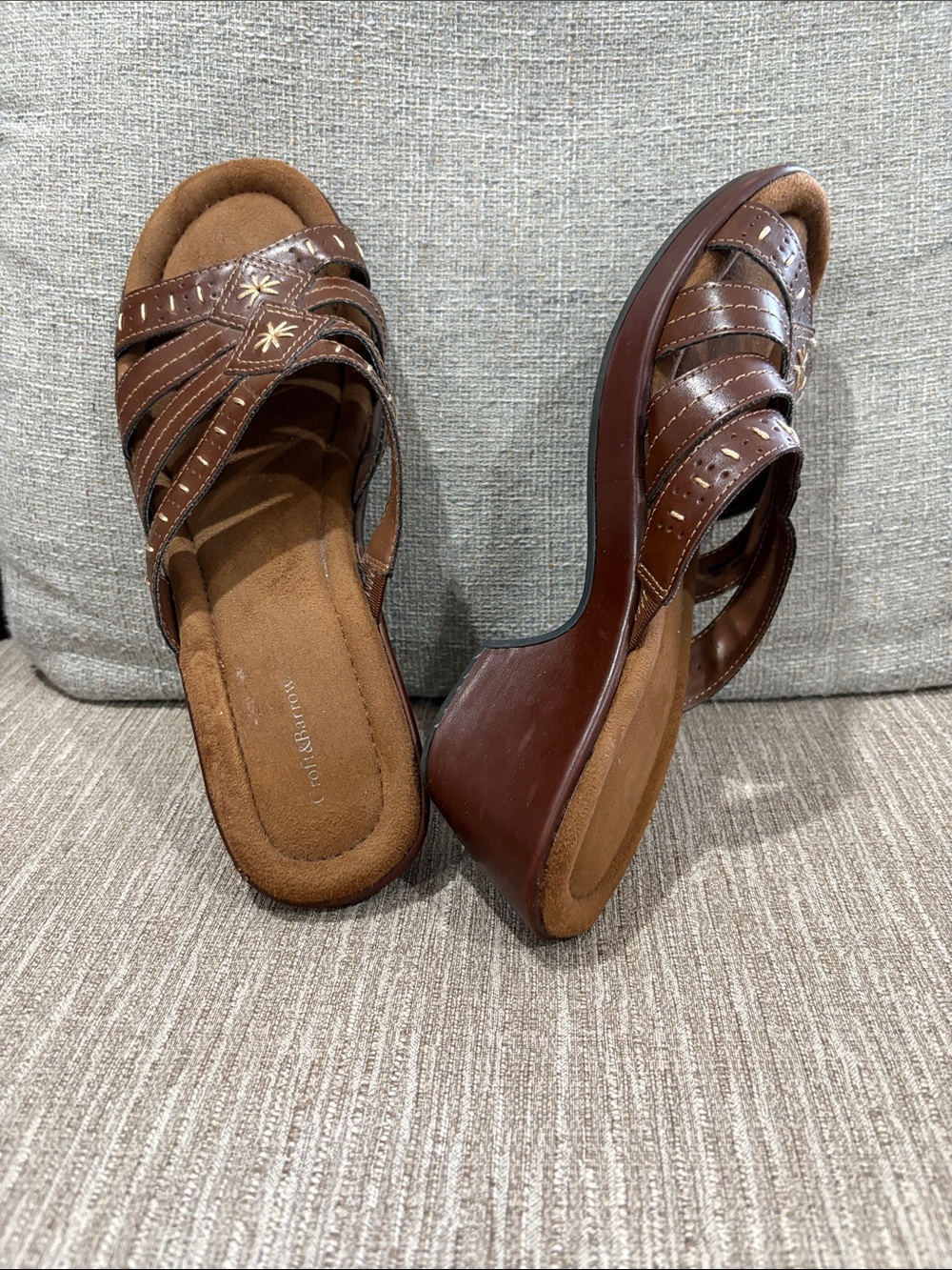 Cole Haan Brown Leather Strappy Wedge Sandals